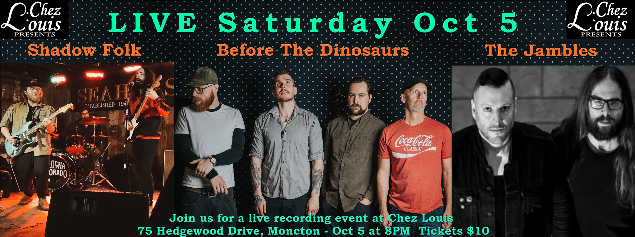 Before The Dinosaurs/Shadow Folk/The Jambles – LIVE @ Chez Louis Saturday Oct 5